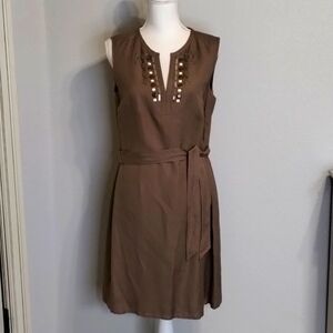 Tahari Arthur S. Levine Beige Shift Dress with Embellishments Size 10